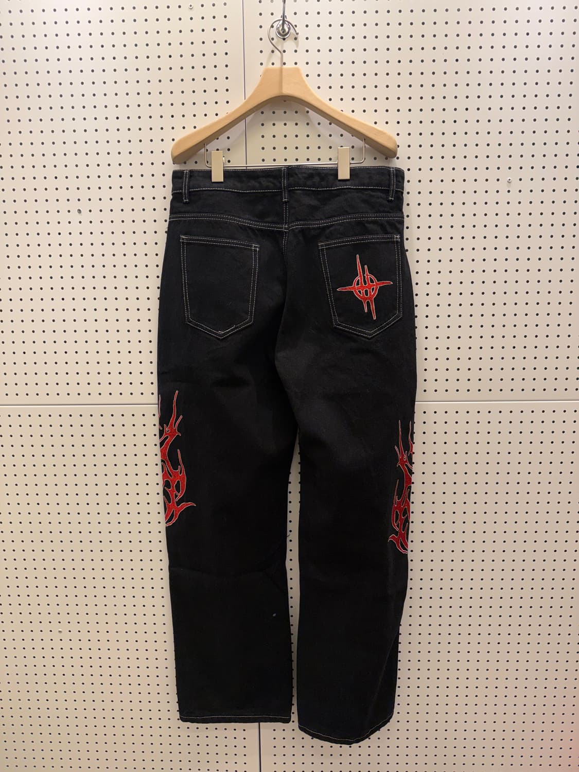 빈티지 플레임 자수 블랙 데님 팬츠 U449 상품이미지4