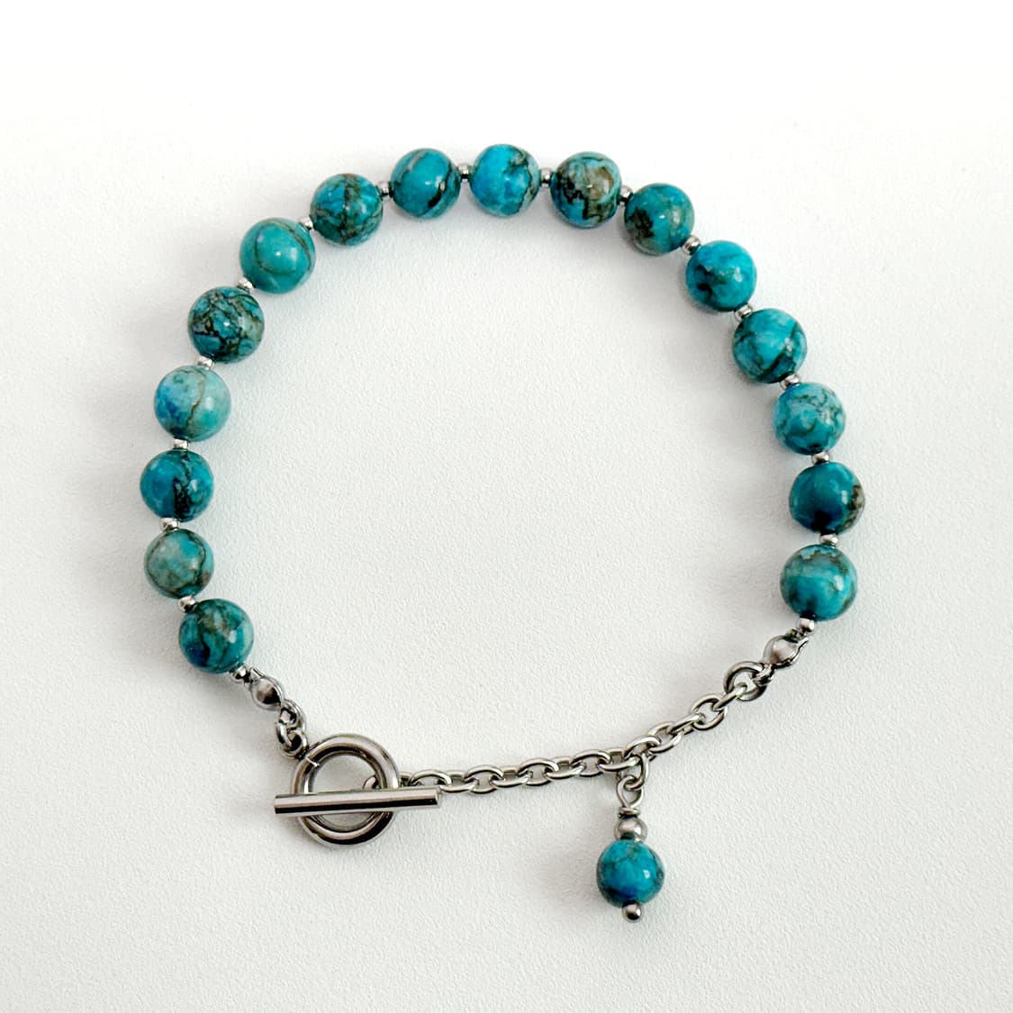 (맞춤 사이즈)천연석 남아프리카 터키석 원석팔찌 12월 탄생석 상품이미지2