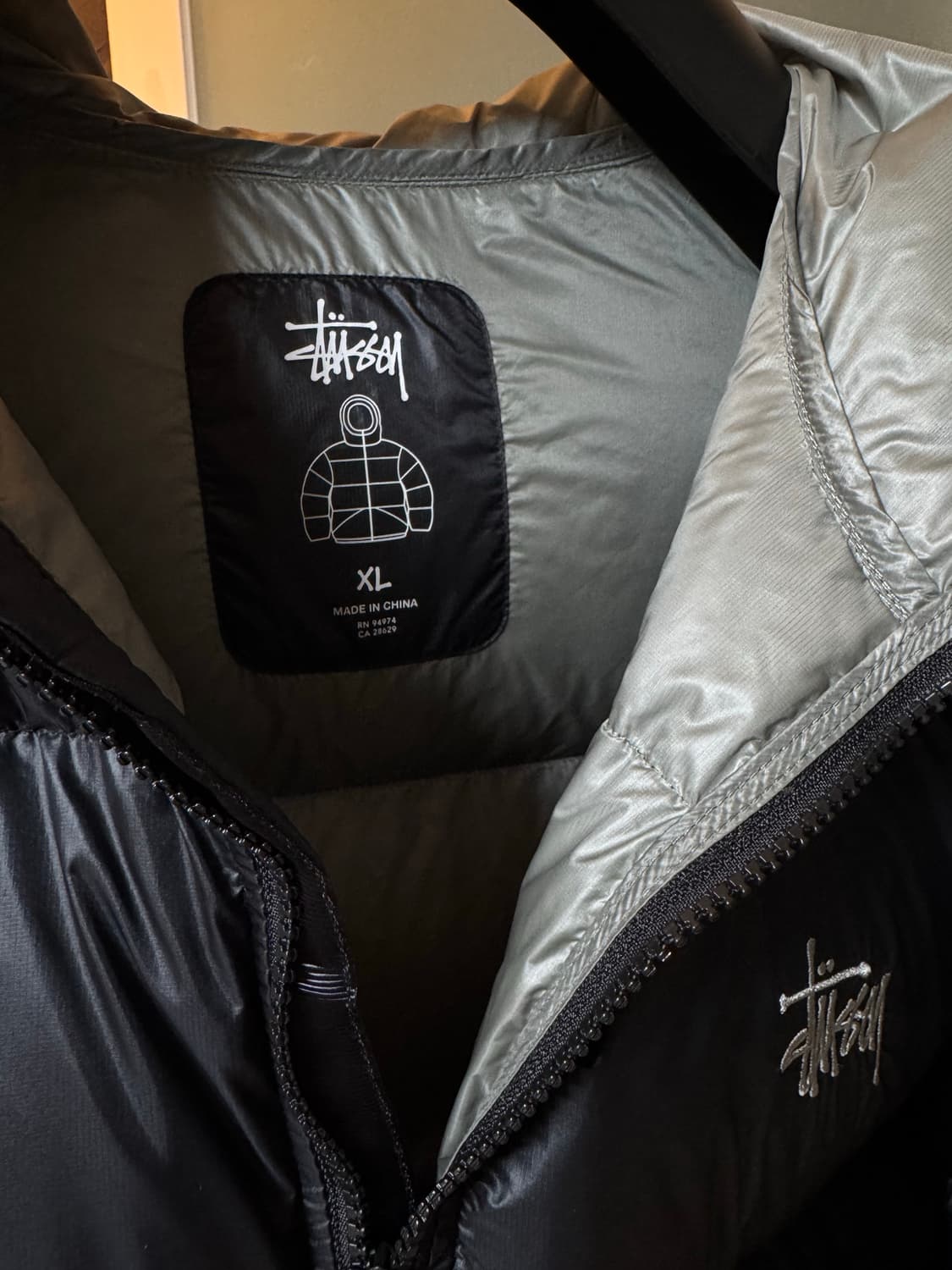 [XL] 스투시 다운 파카 마이크로 립스탑 팬텀 블랙 상품이미지4