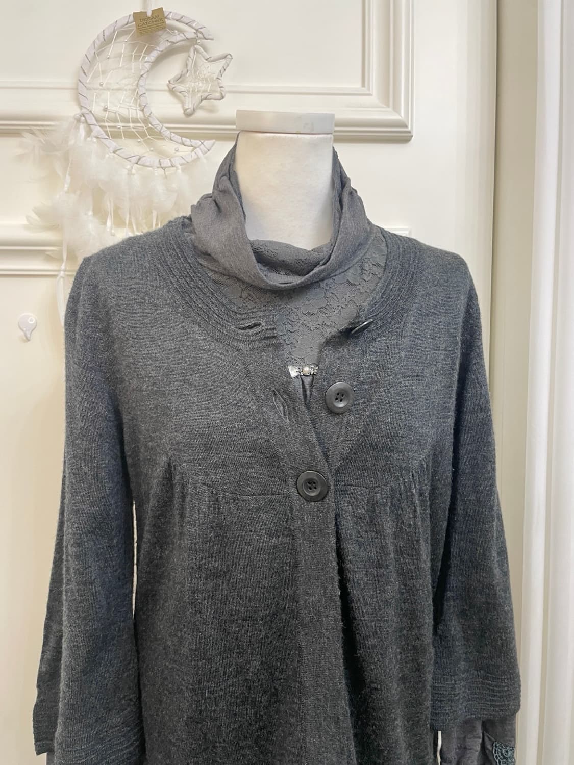 charcoal 3button shirring point cardigan 상품이미지7