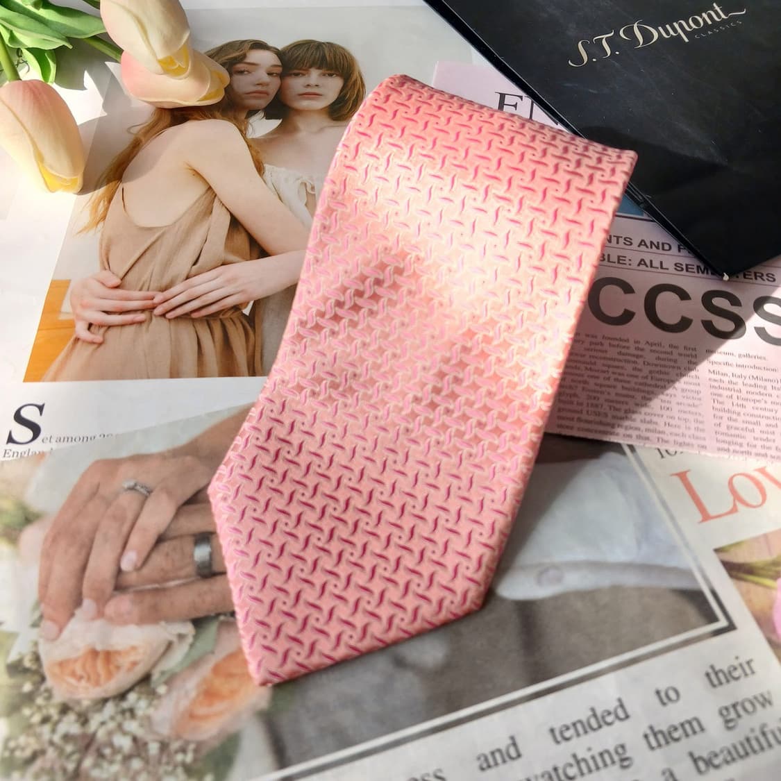 에스.티. 듀퐁 실크 핑크 패턴 넥타이 8.6cm B등급 A19555 상품이미지2