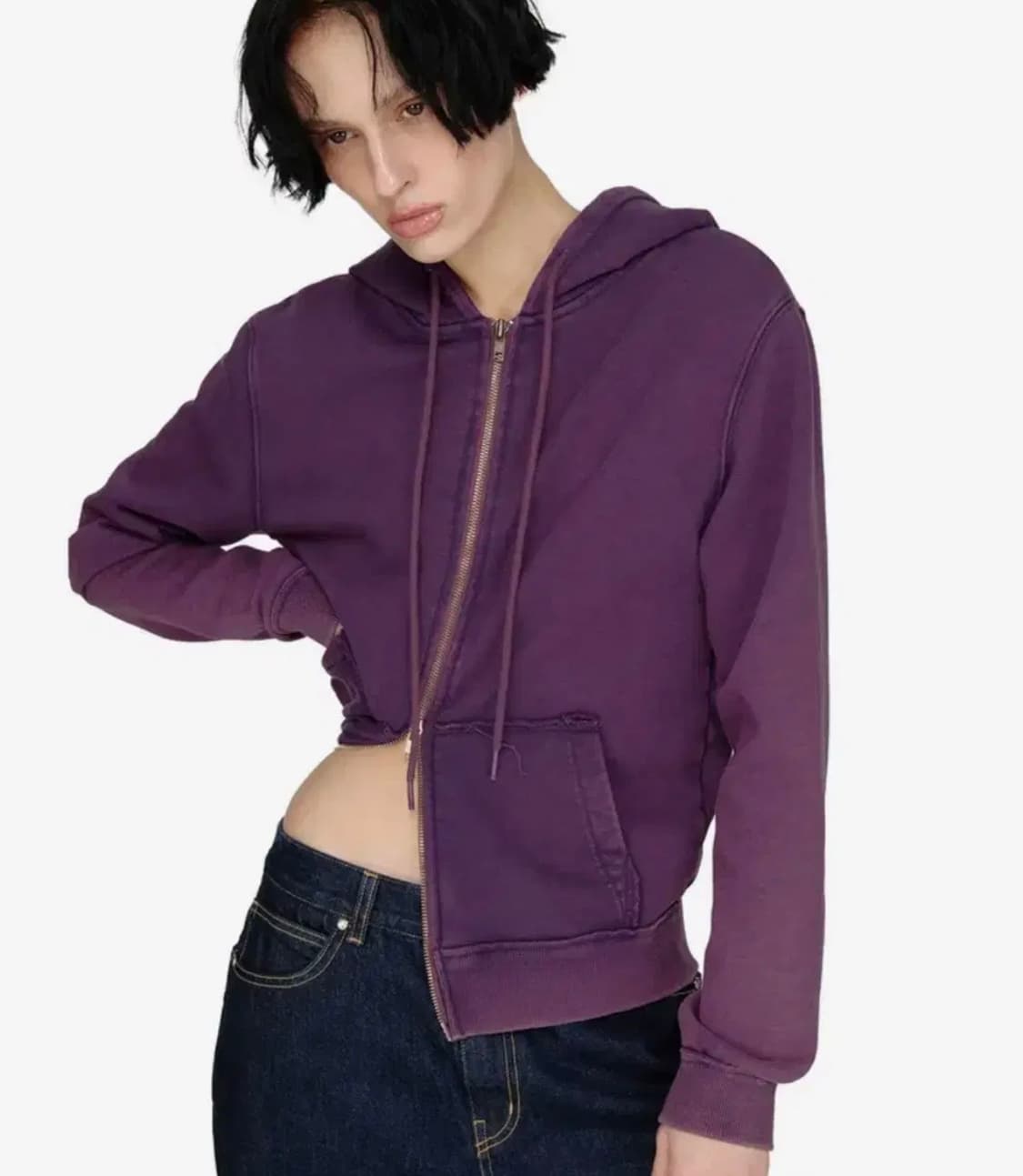 구해요** Washed Hoodie Zip-up, PURPLE 상품이미지2