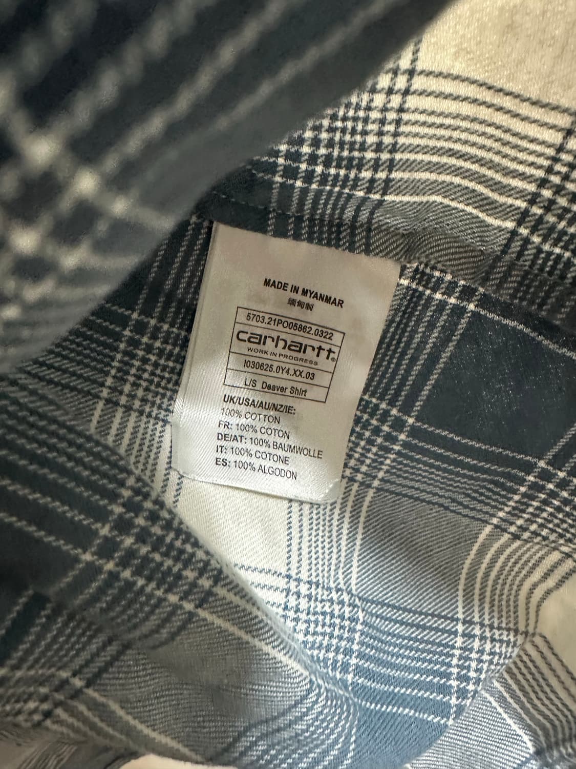 칼하트 블루 체크 셔츠 XL 상품이미지5