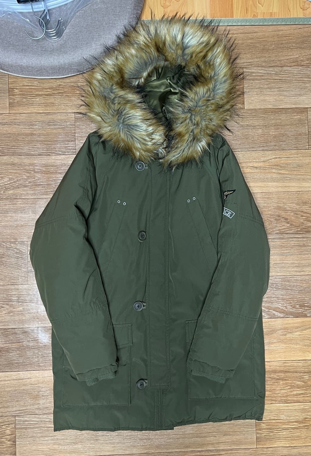 후드 퍼 야상 점퍼 카키 상품이미지1