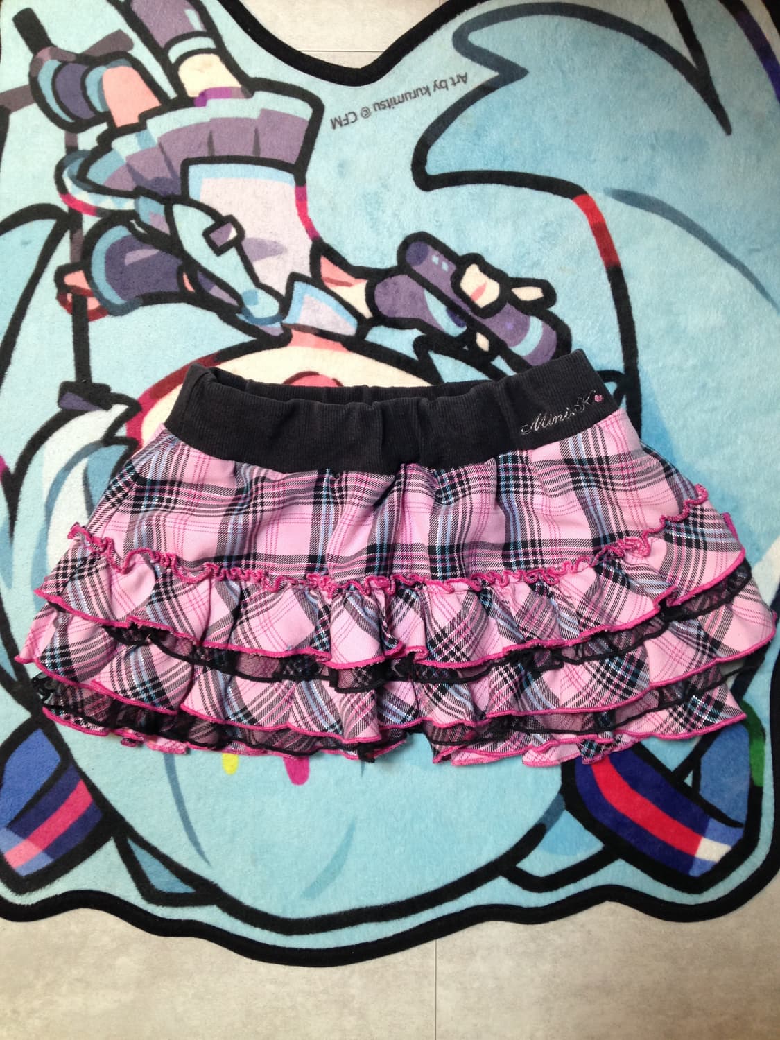 갸루 체크 스커트 상품이미지1