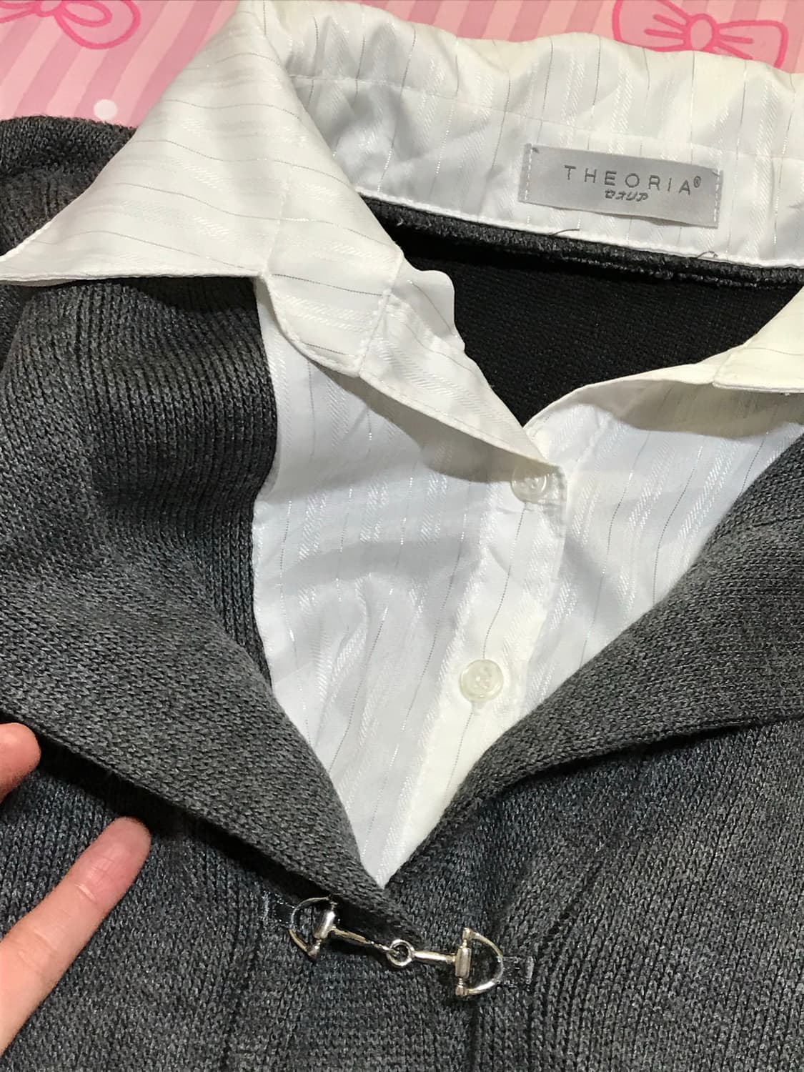 THEORIA 셔츠레이어드 니트 y2k 상품이미지4