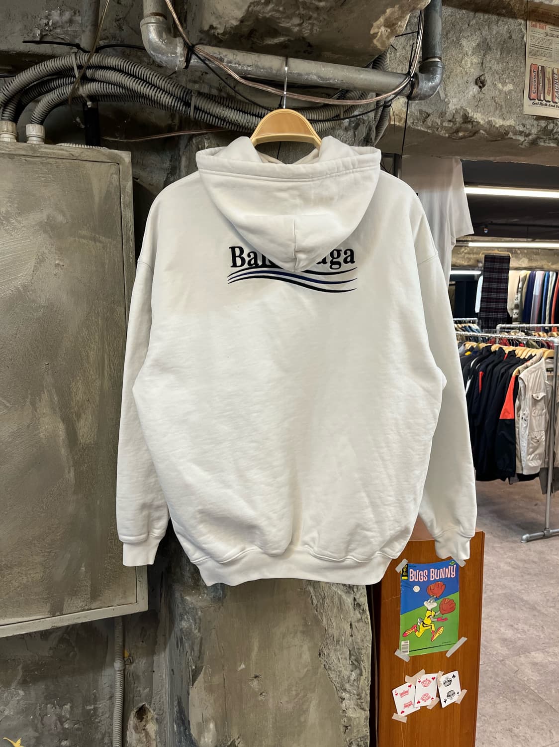 발렌시아가 웨이브로고 후드티 화이트 S  #csz1837 상품이미지2