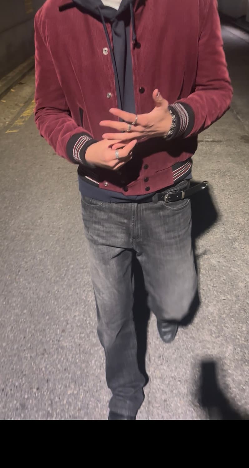 생로랑 바시티자켓 테디자켓 버건디 상품이미지3