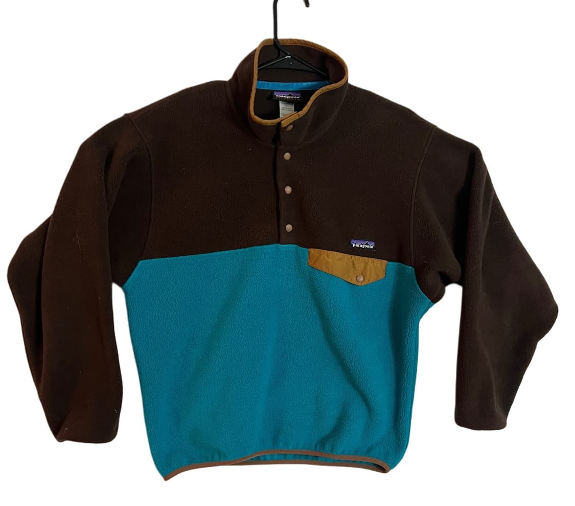 97FW 파타고니아 신칠라 스냅-티 플리스 브라운/청록색 상품이미지1