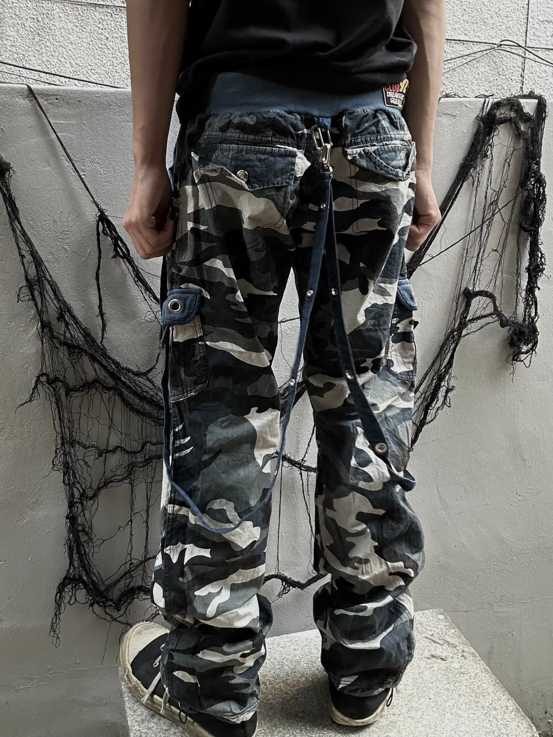 *rare* 00s VTG 키치 펑크 서스펜더 밀리터리 카고팬츠 상품이미지4