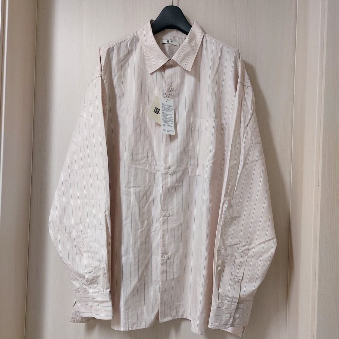 유니클로C/ 브로드클로스 오버사이즈 셔츠 핑크/ XL 상품이미지7