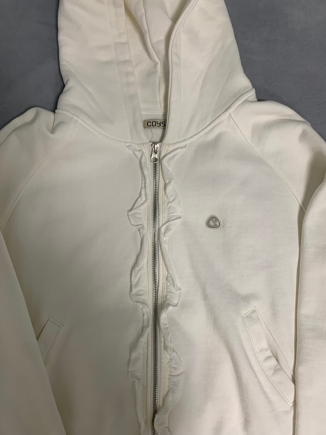 코이세이오 러플 레이스 후드집업 화이트 ruffle lace hood 상품이미지3