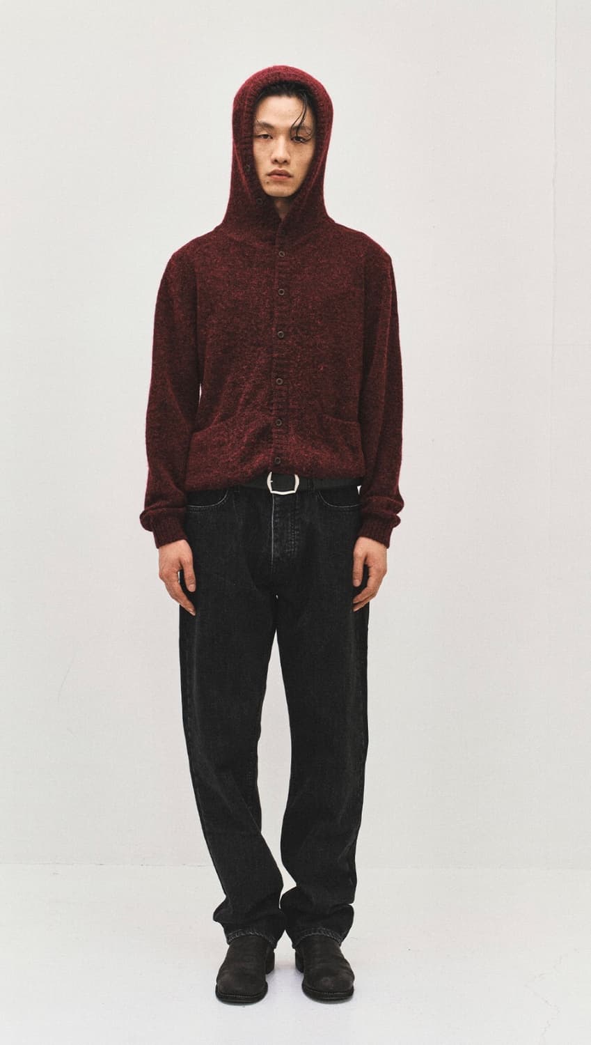 서피스 에디션 Button-up hooded knit wine M 상품이미지1