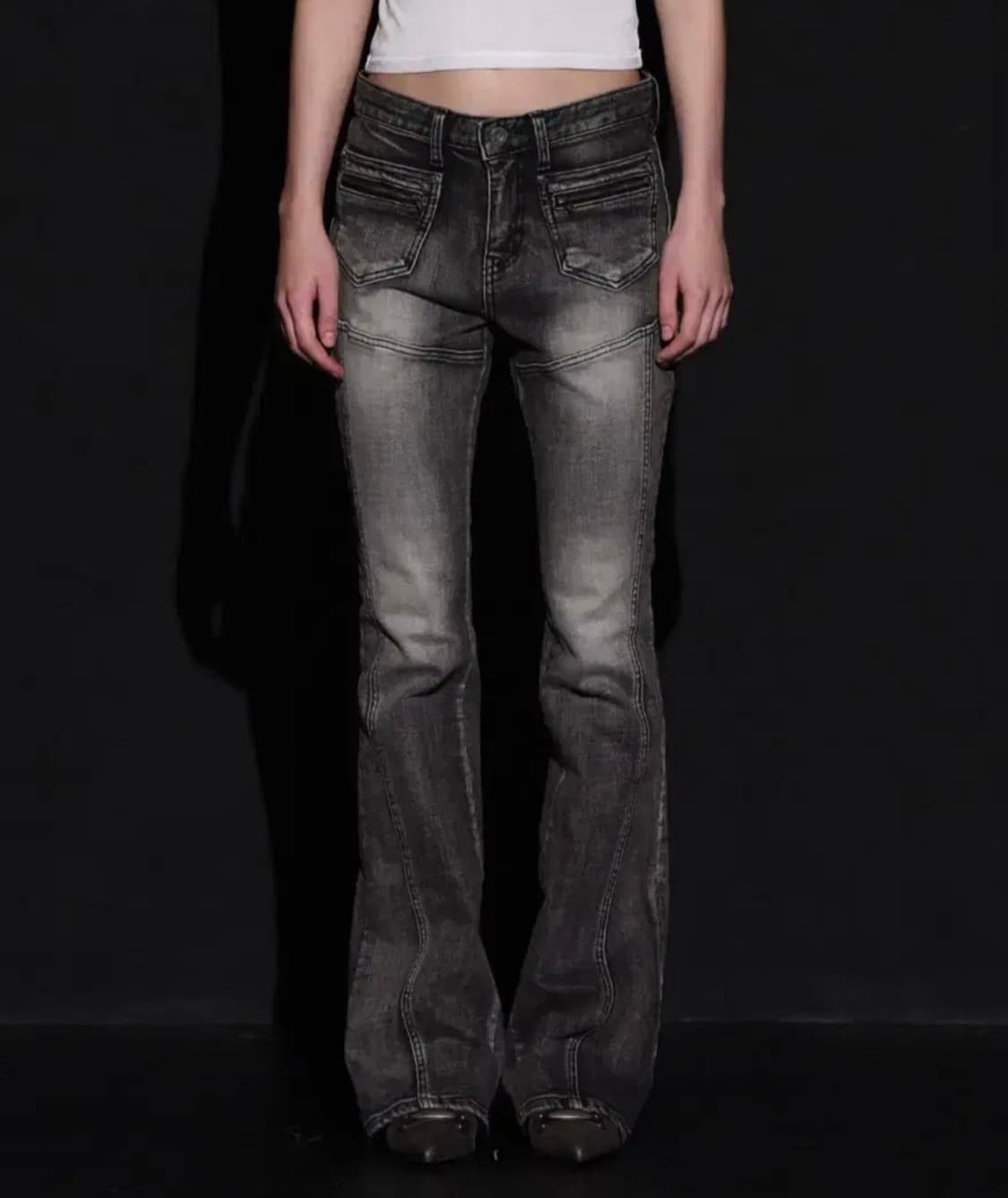 공홈 품절) 보헤미안서울 보헴서 프론트포켓 부츠컷 데님팬츠 그레이 s 상품이미지1