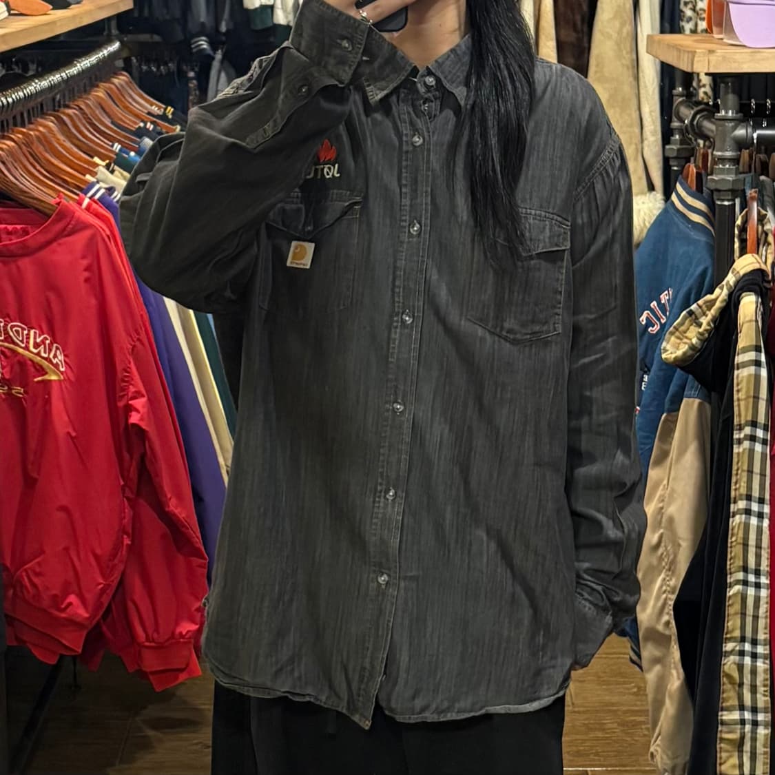 [HI] Carhartt 칼하트 투포켓 긴팔셔츠 생지데님 상품이미지2