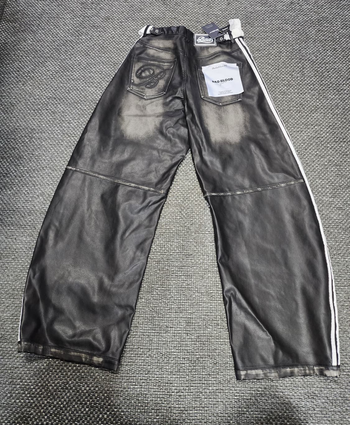 배드블러드 삼선 레더 와이드 팬츠 XS 29사이즈 상품이미지3