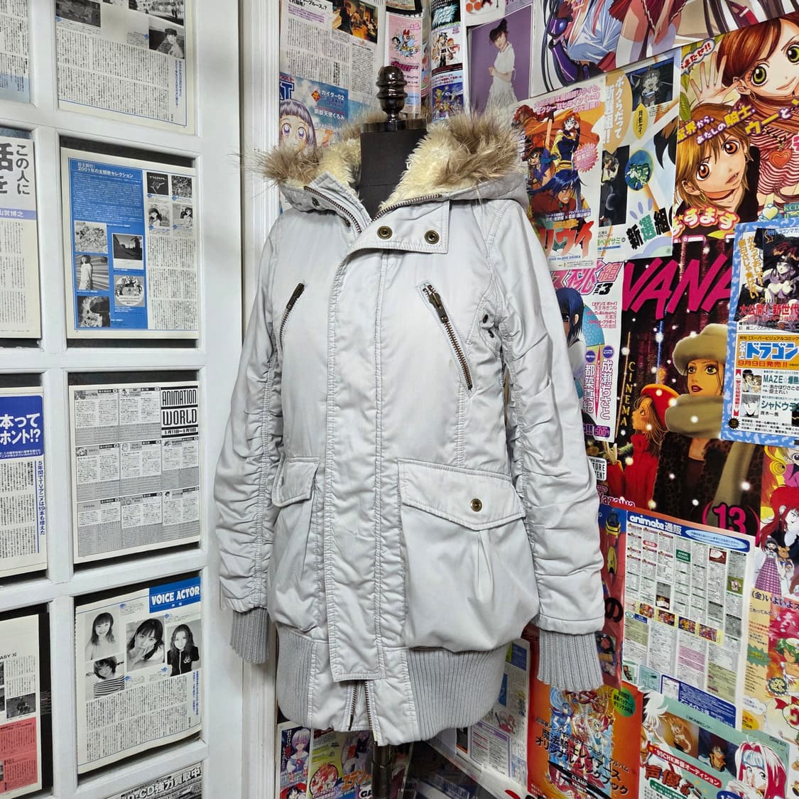 JPN 라이트 그레이 퍼 후드 야상 투웨이 점퍼 상품이미지2