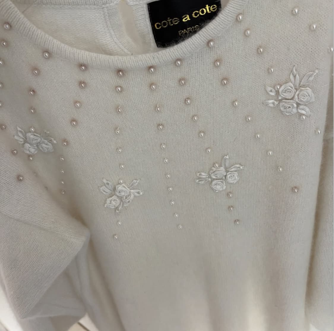 Oree 오르에 빈티지 앙고라 메리노울 로즈 펄 포인트 니트vintage 상품이미지2