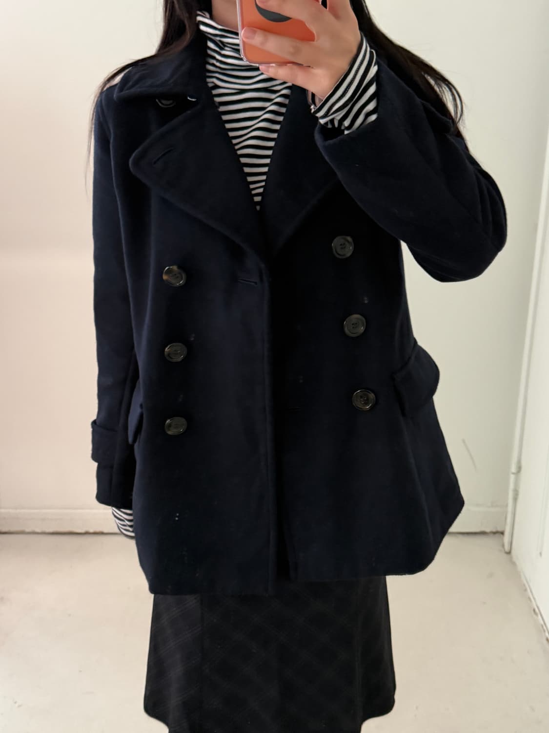 일본빈티지 네이비 더블코트 자켓 상품이미지4