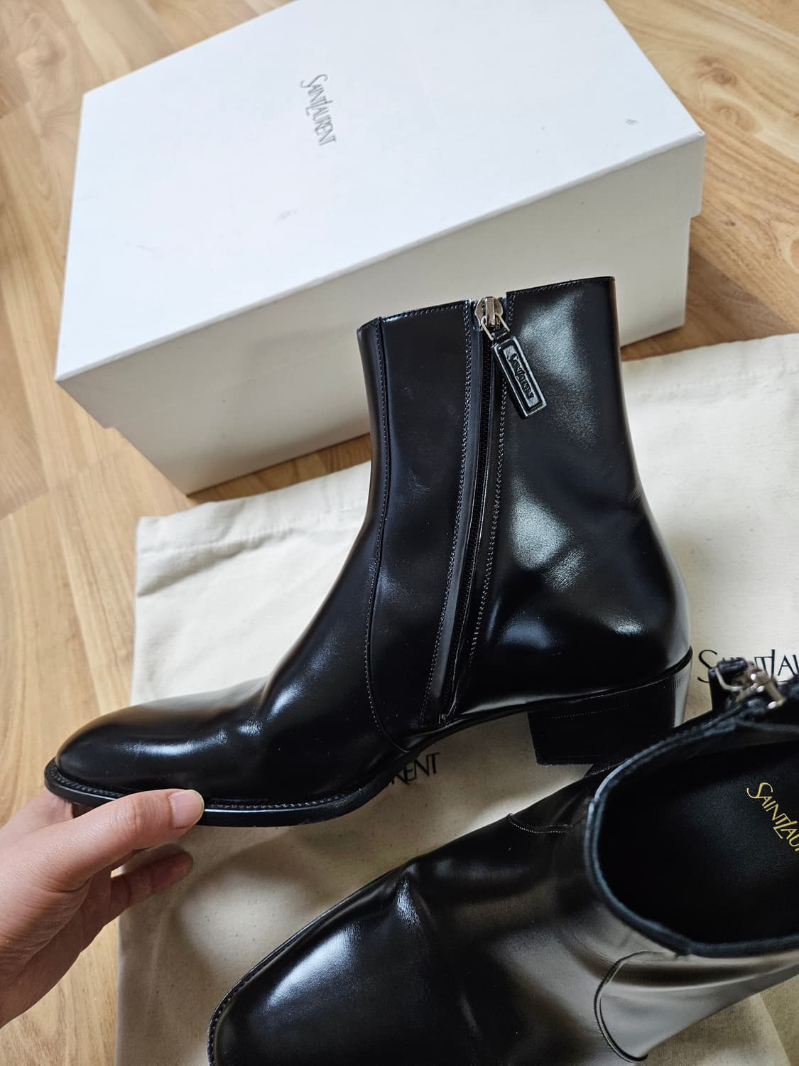 생로랑 로만 지퍼 앵클부츠 블랙 상품이미지3