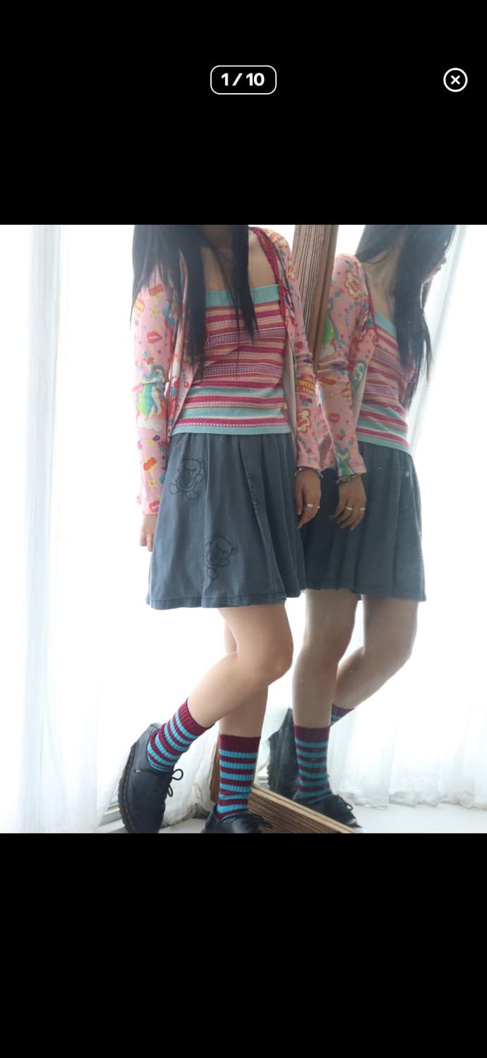 히스테릭 글래머 Blue Fuckbear Skirt 상품이미지1