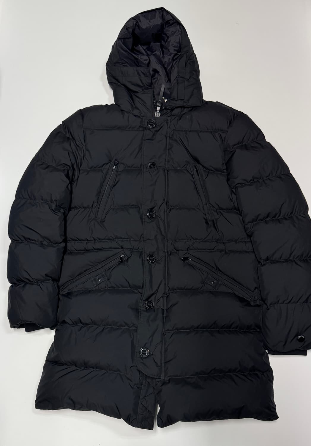 지오스피릿 구스다운 미니멀 블랙 후드 패딩 XL 상품이미지1