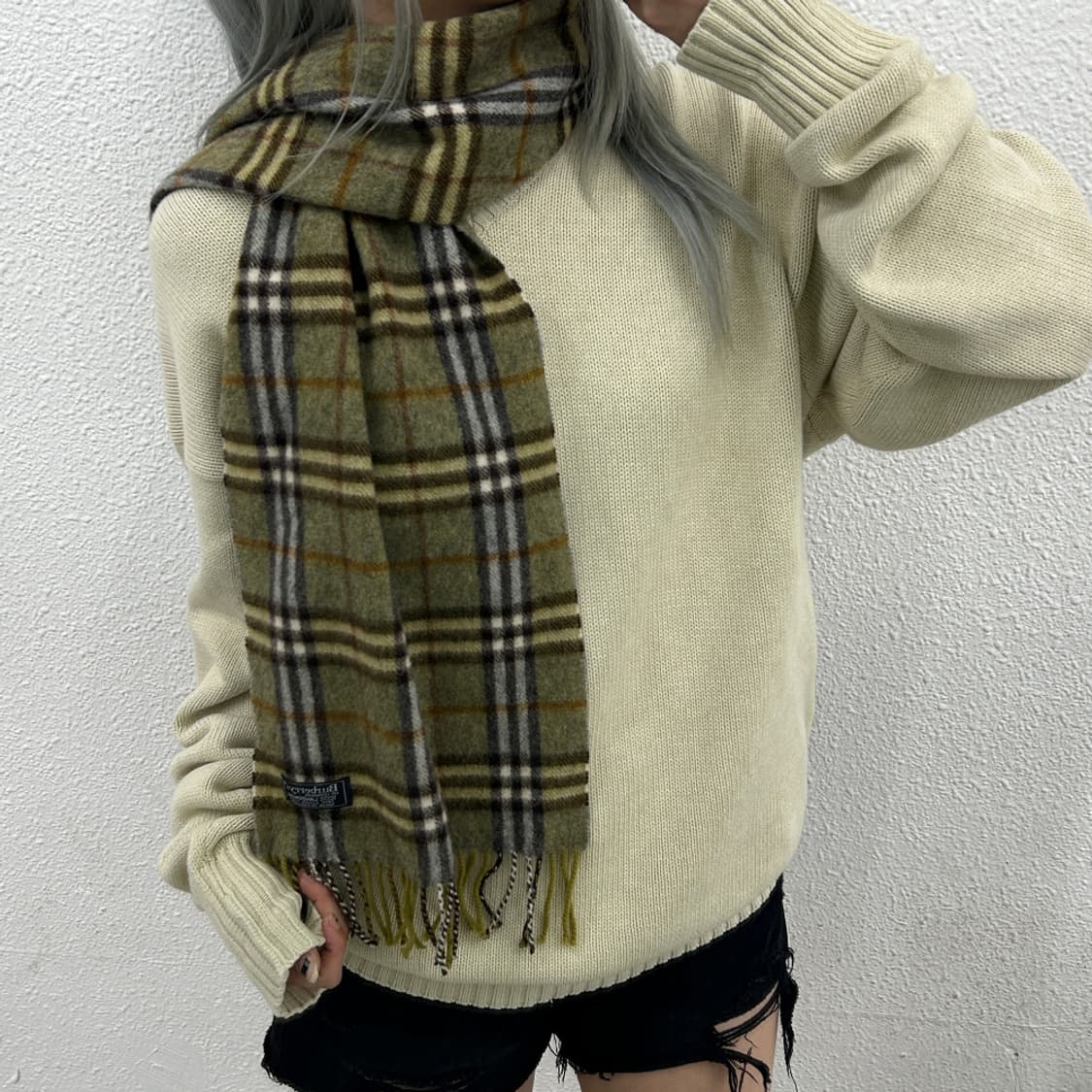 버버리 그린 노바체크 램스울 머플러 상품이미지2