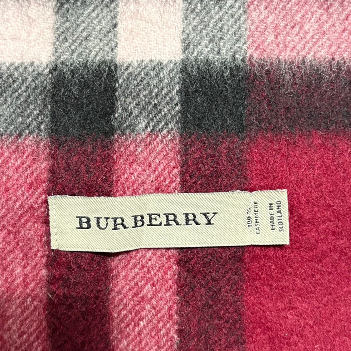 Burberry 100% Cashmere 버건디 핑크 노바체크 머플러 상품이미지2