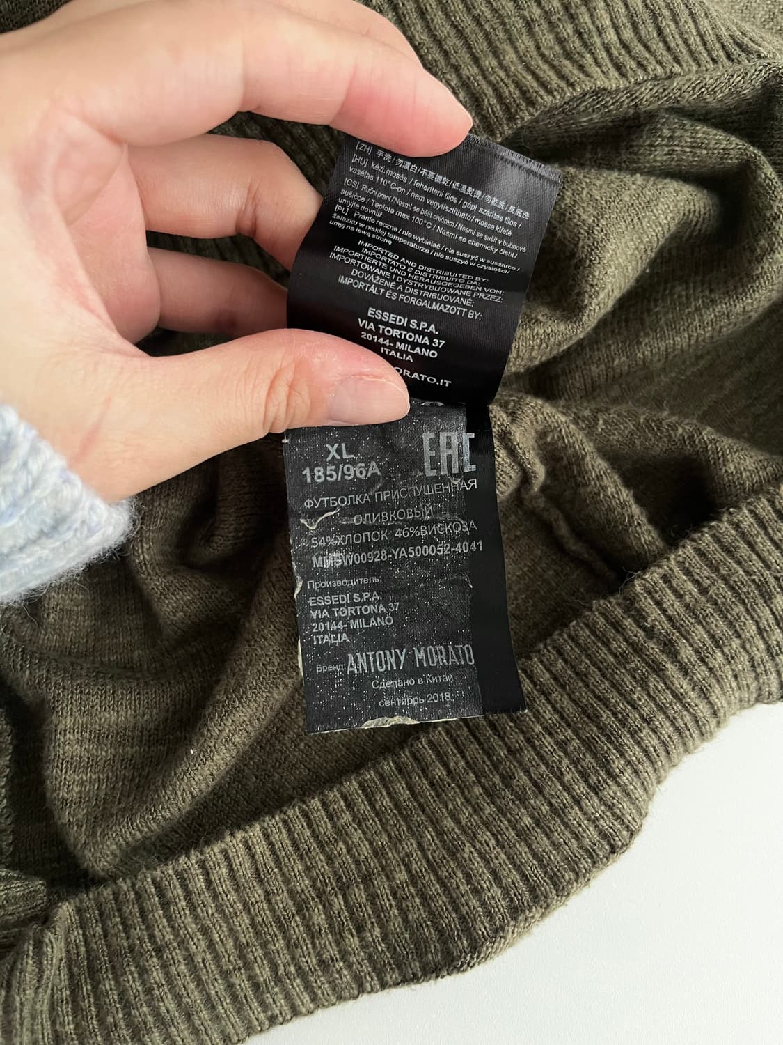 XL) 안토니모라토 코튼 비스코스 니트 카키 상품이미지6