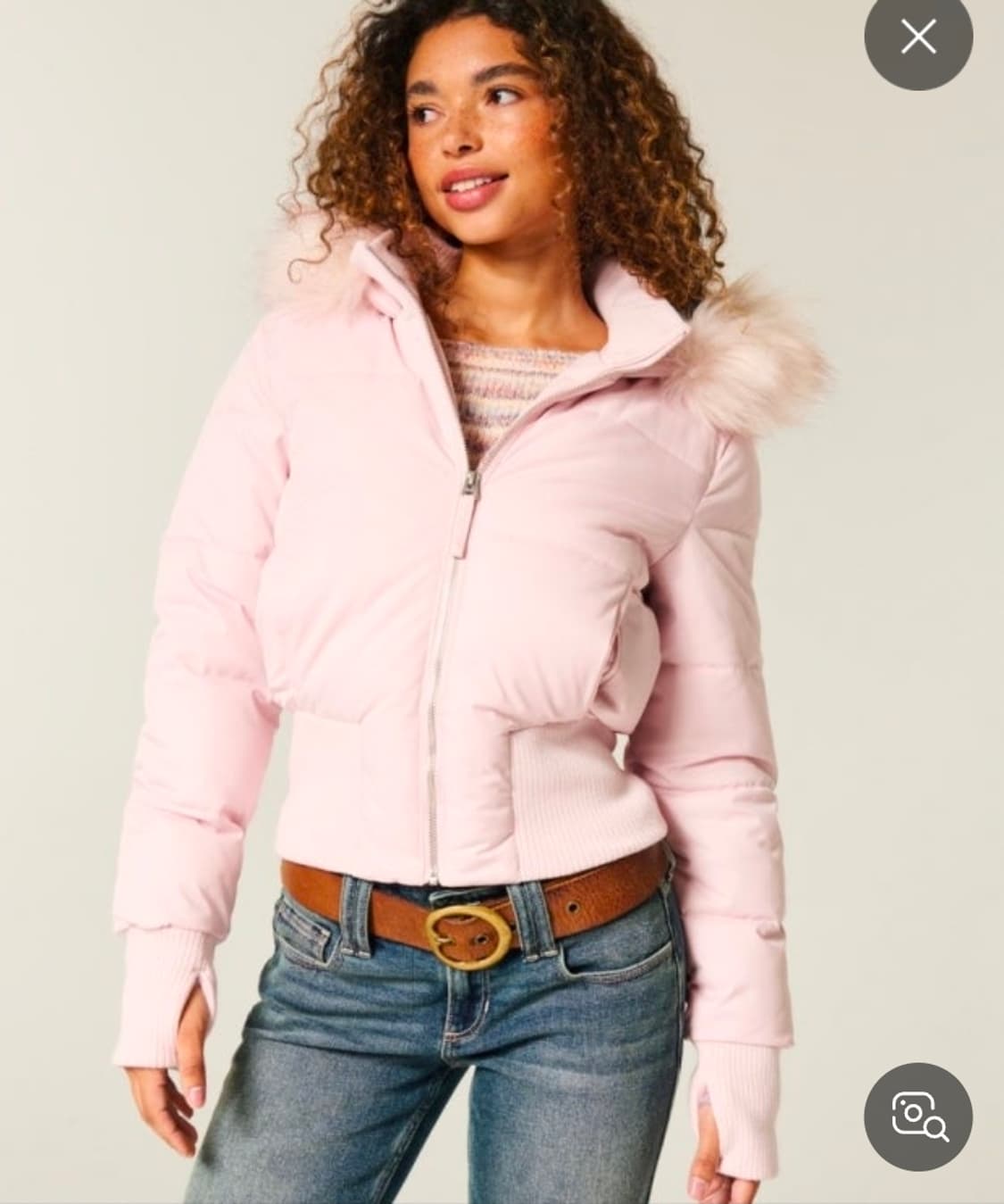 홀리스터 여성 트림 푸퍼 패딩 봄버 후드 자켓 (라이트 핑크) 상품이미지1