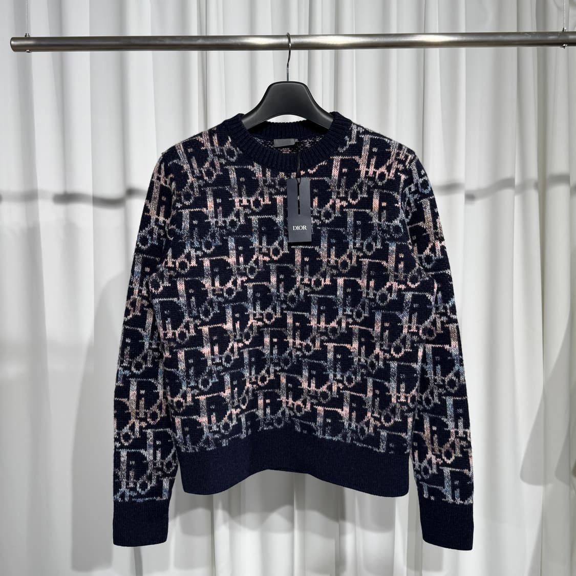 [신품급/M] 디올 오블리크 울 자카드 니트 네이비 상품이미지2