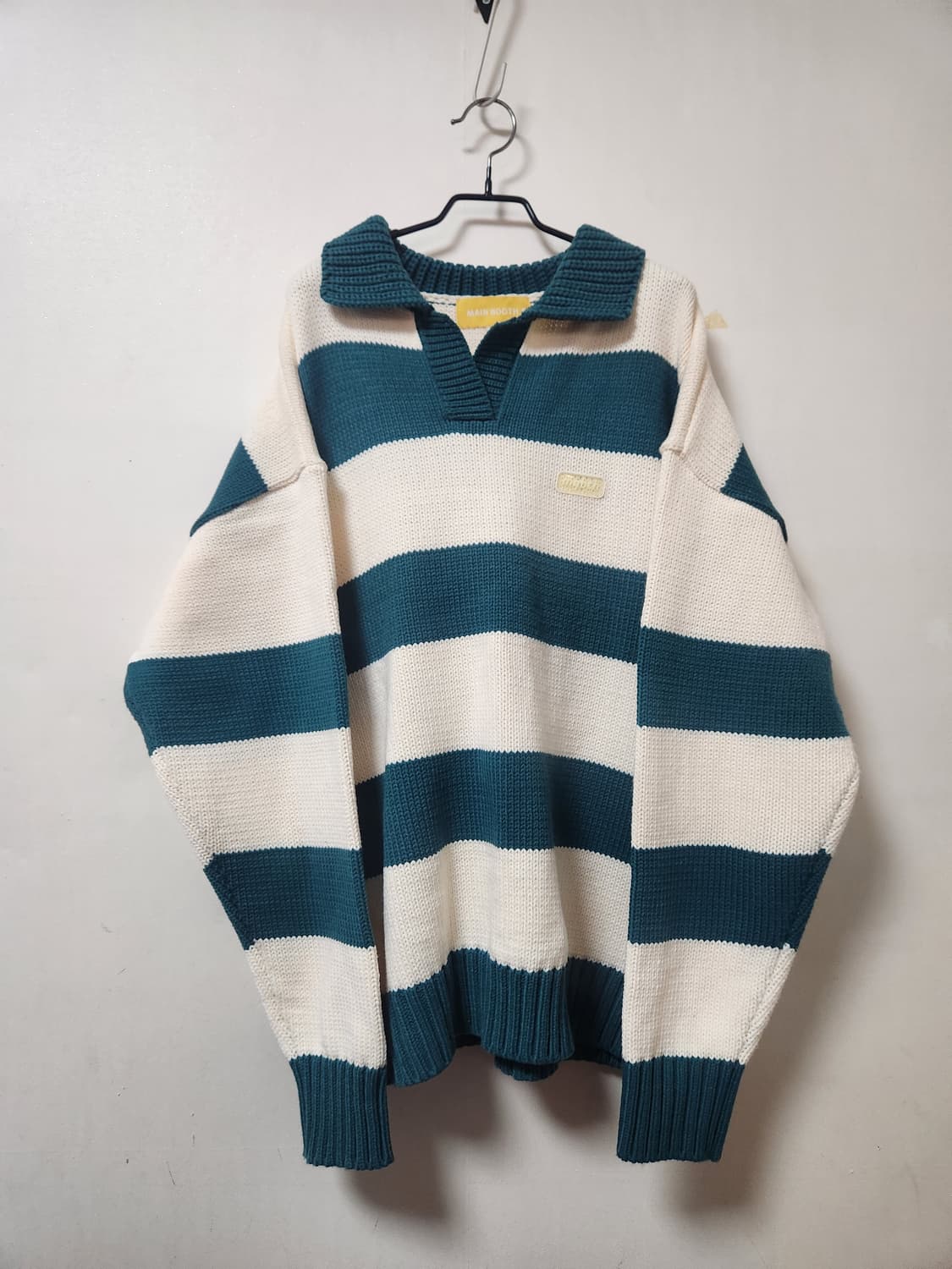 메인부스 그린 스트라이프 오버핏 니트3 L 상품이미지1