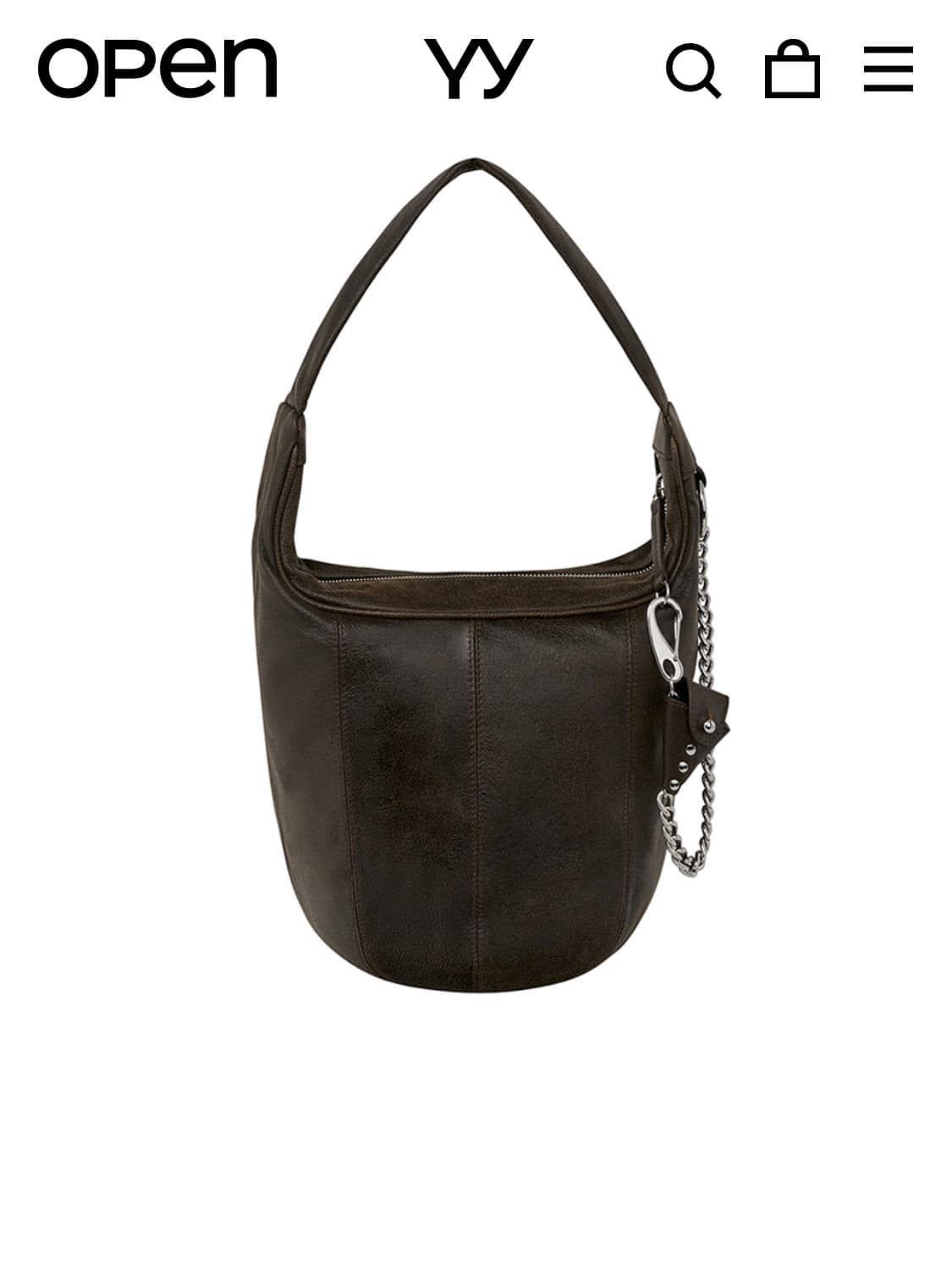 오픈와이와이 레더 모토 호보백 브라운 상품이미지1