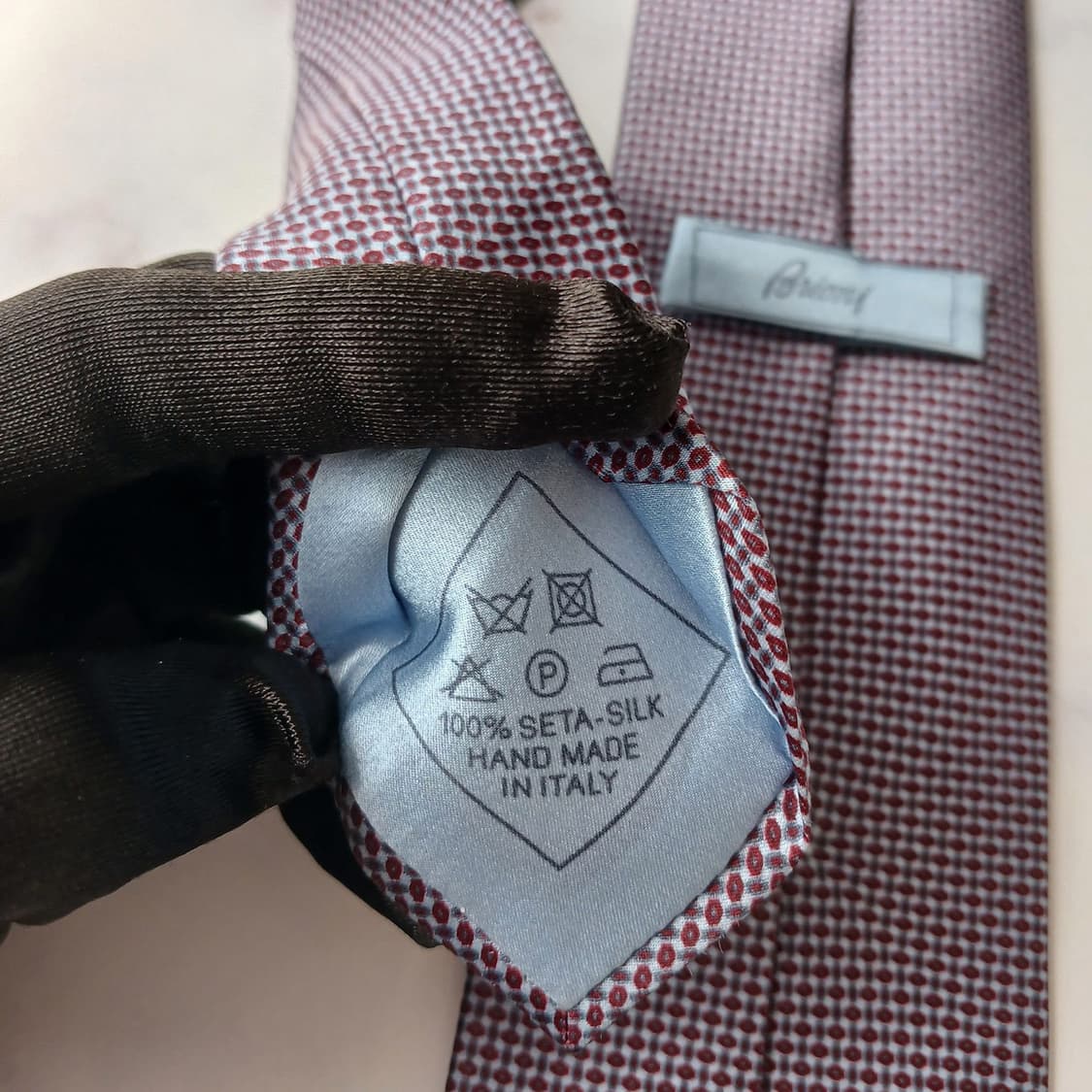 브리오니 실크 블루 와인 패턴 넥타이 8cm S~A+등급 E906 상품이미지10