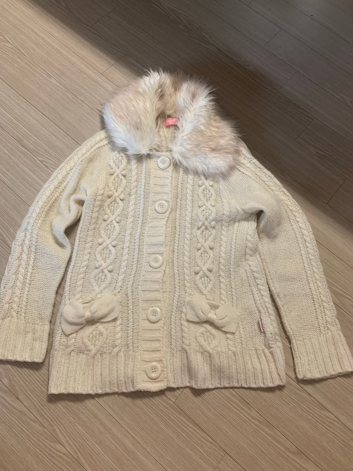 메조피아노 퍼 리본 폼폼이 가디건 갸루 히메갸루 히메카지 상품이미지1