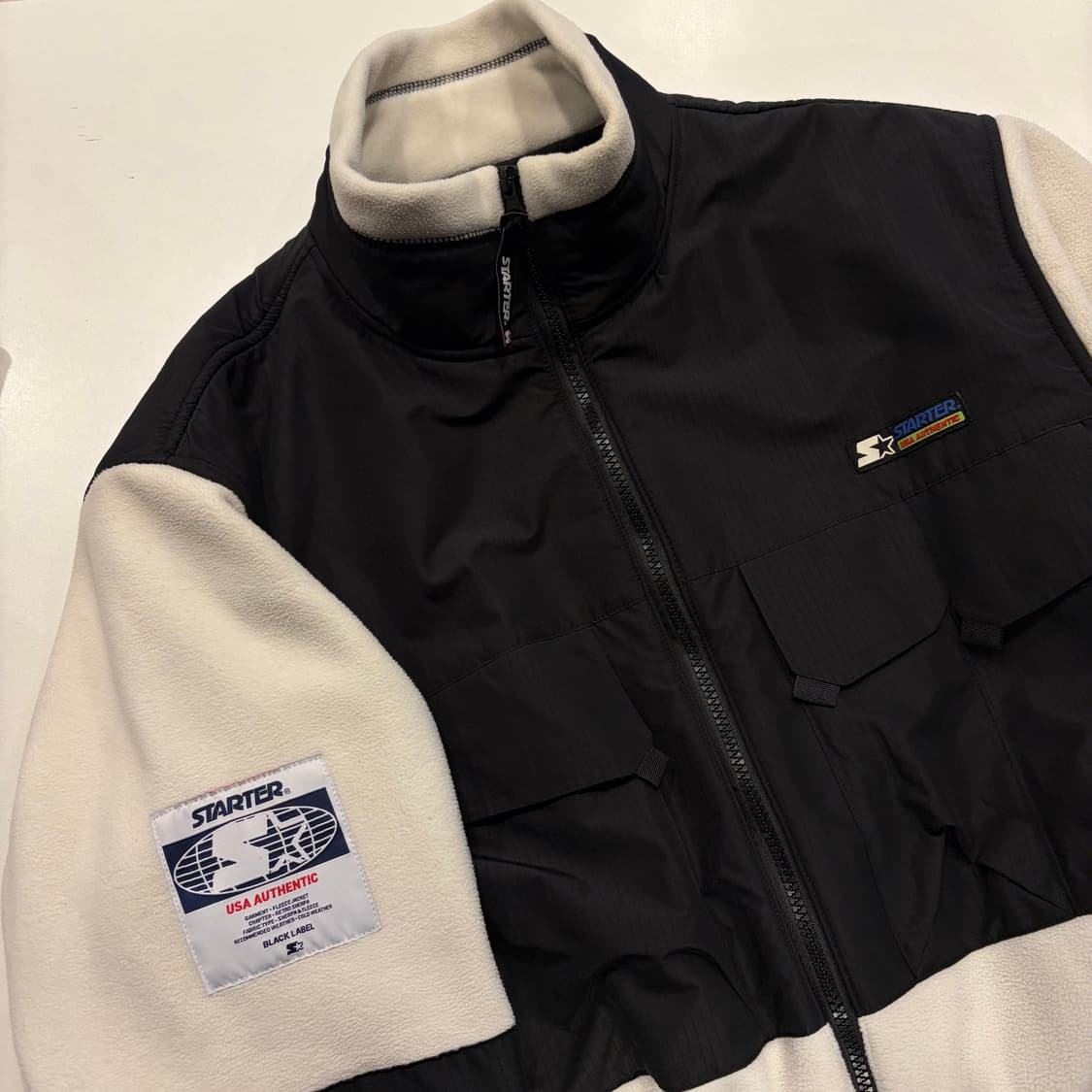 [L] 스타터 스카치 블랙 화이트 플리스 후리스 자켓 C369 상품이미지3