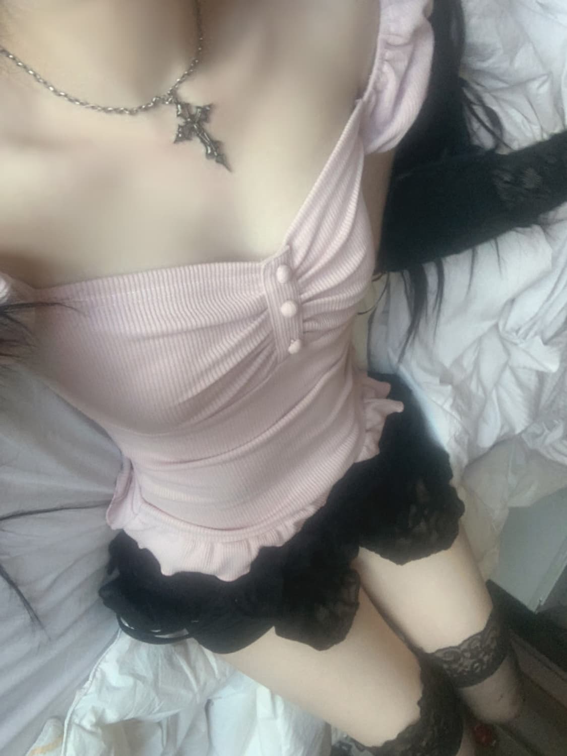 (새상품) 스젠 Rudica Puff Frill Top 핑크 판매  상품이미지1