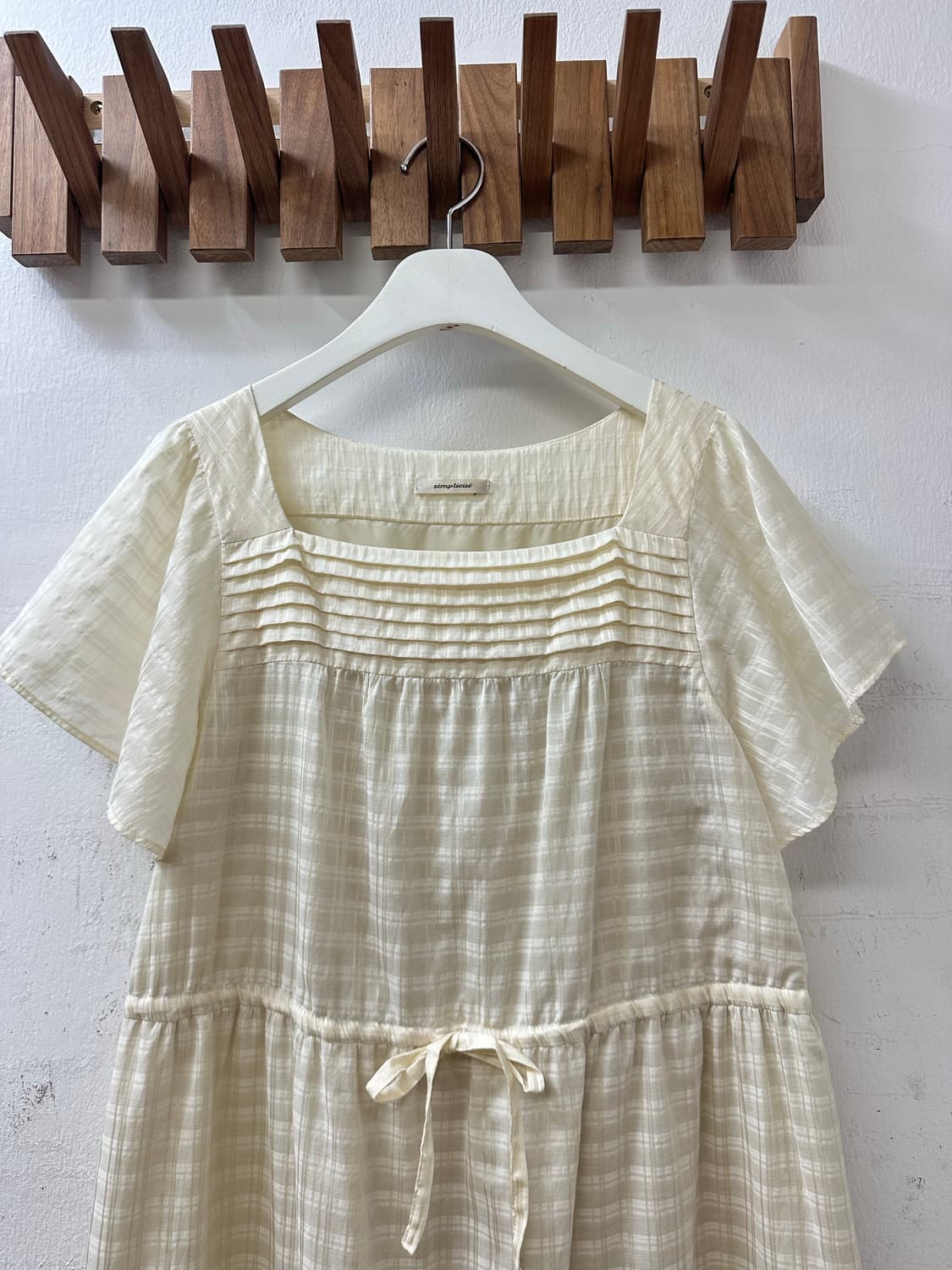 일본빈티지 Simplicite 심플리시테핀턱 디테일 체크원피스 블라우스 상품이미지2