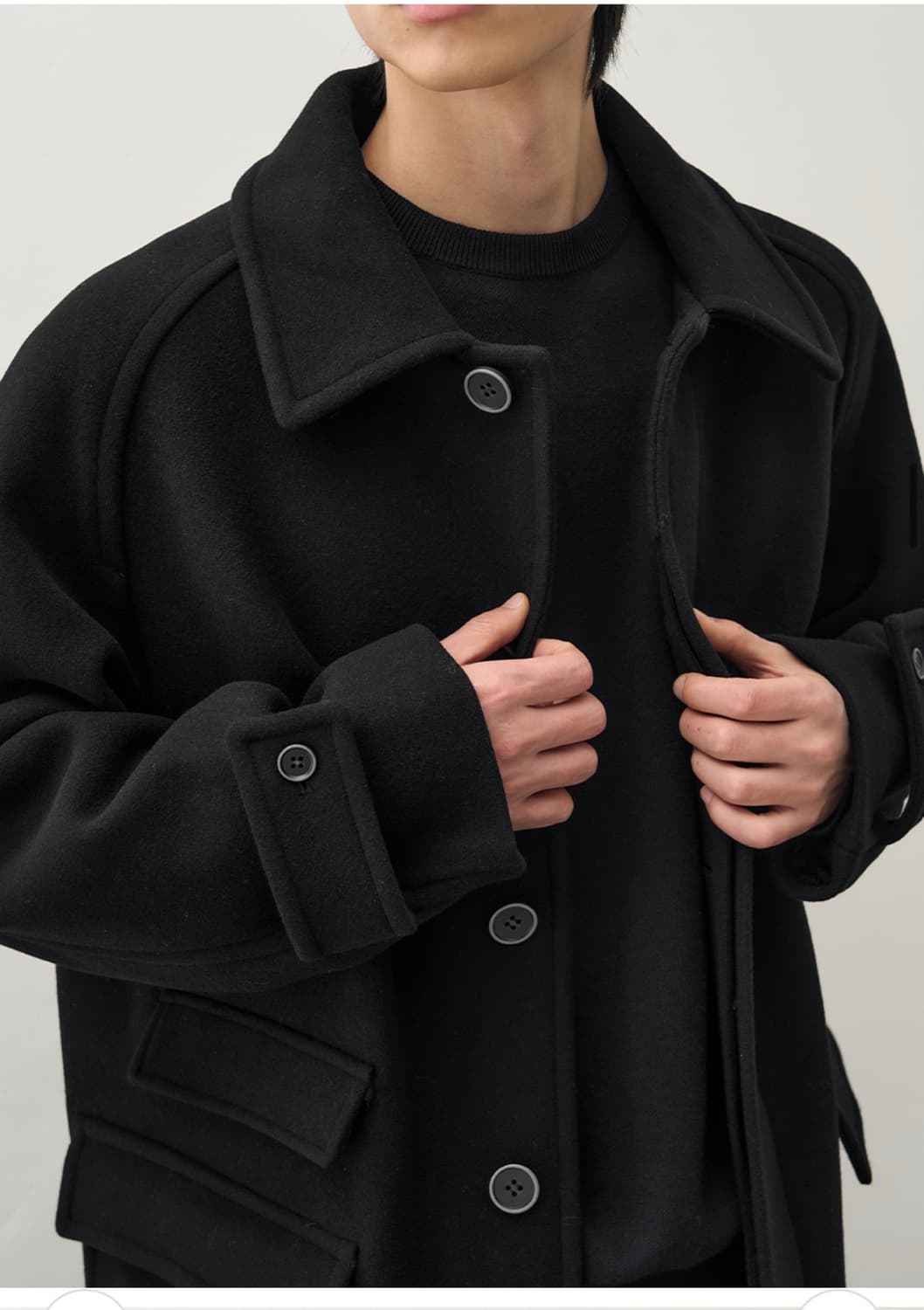 (새상품)(L) 드로우핏 컨사이즈 울 원더 발마칸 코트 [BLACK] 상품이미지7