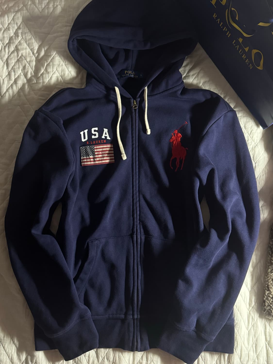 폴로 빅포니 성조기 후드집업 네이비 L 상품이미지1