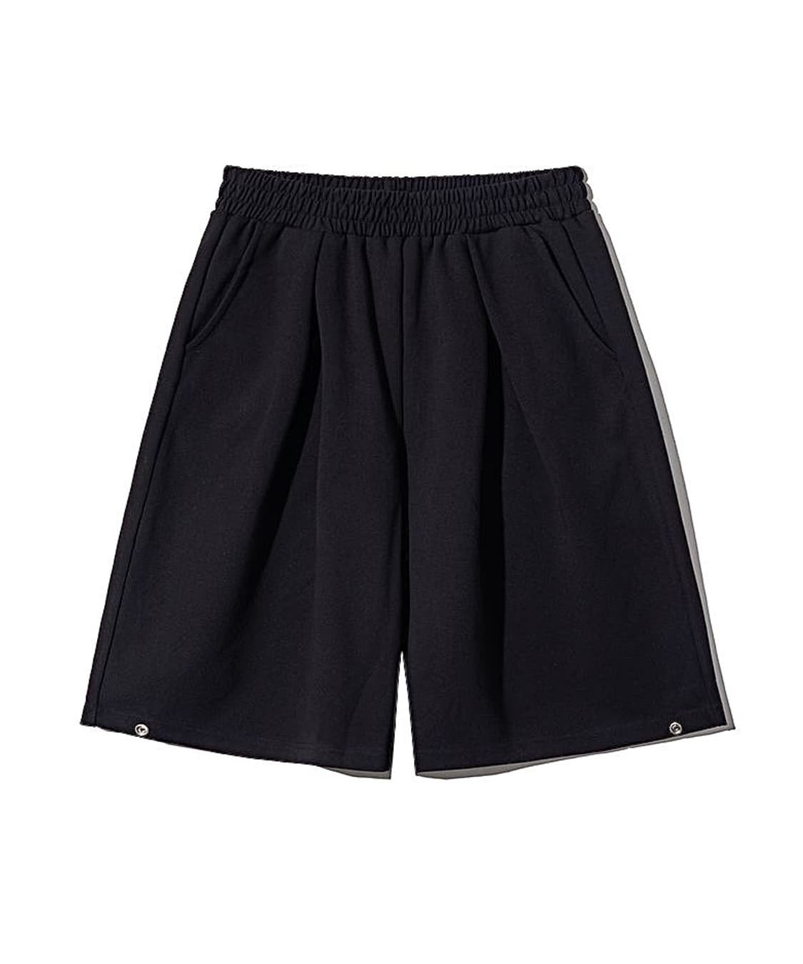 (새상품 택포가격) 가까이유니언즈 사이드 스냅 핀턱 버뮤다 팬츠 블랙 L 상품이미지1