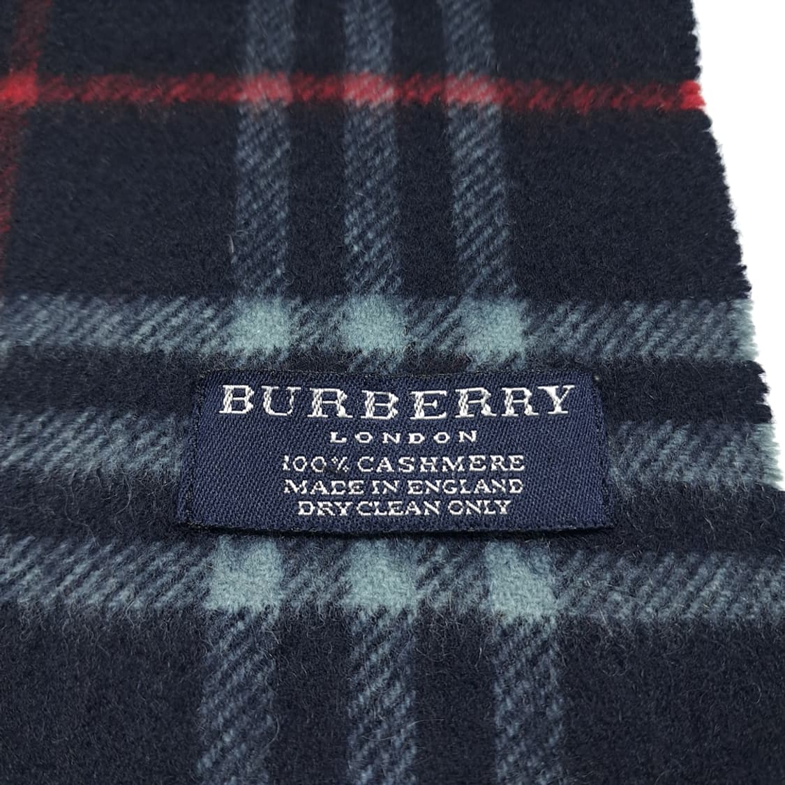 MX581 버버리 00s 영국판 캐시미어 체크 네이비 머플러 목도리 상품이미지5