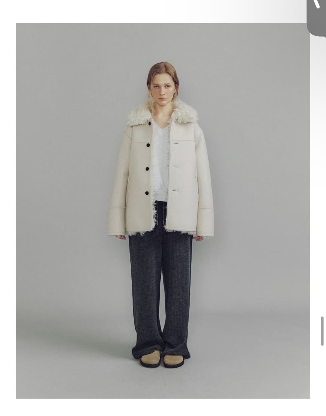 포레토 리버시블 무스탕 아이보리 상품이미지2