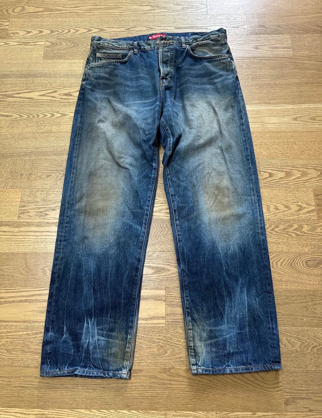 [36]슈프림 디스트레스드 루즈 핏 셀비지 진 워시드 인디고 - 25SS 상품이미지2