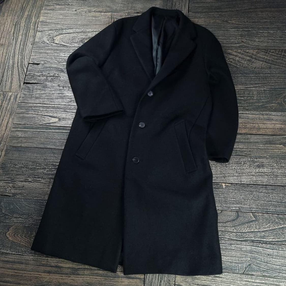 [어반드레스] 오버사이즈 모직 싱글 롱 코트 블랙 M18142 상품이미지1