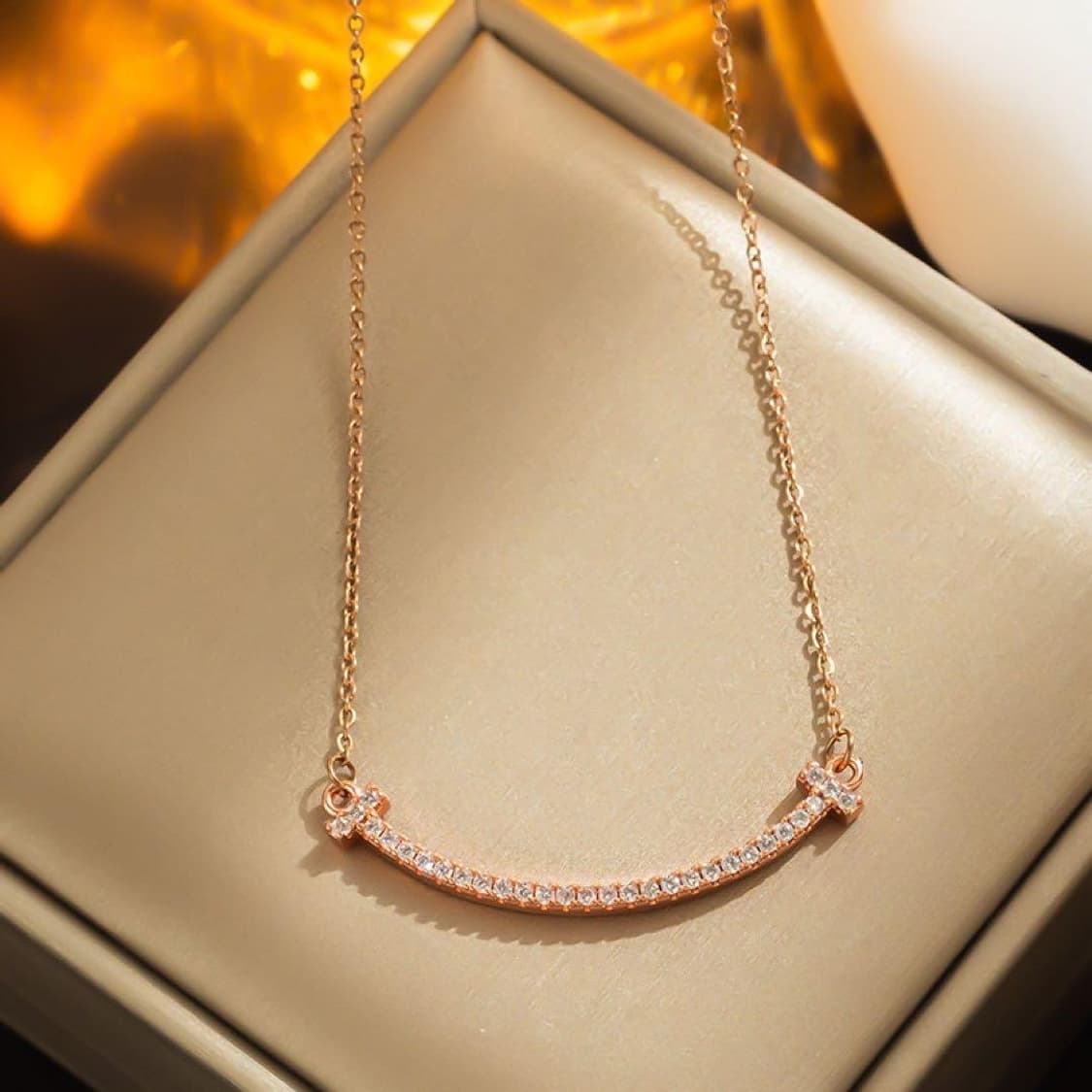 티파니앤코 스마일 크리스탈 팬던트 목걸이 로즈골드 상품이미지3