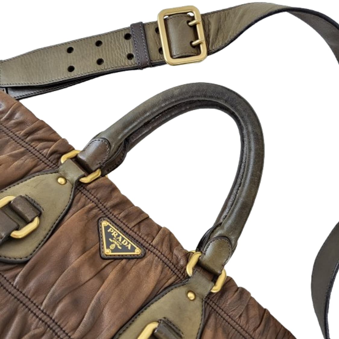정품 프라다 고프레 램스킨 올리브카키 투웨이백 상품이미지8
