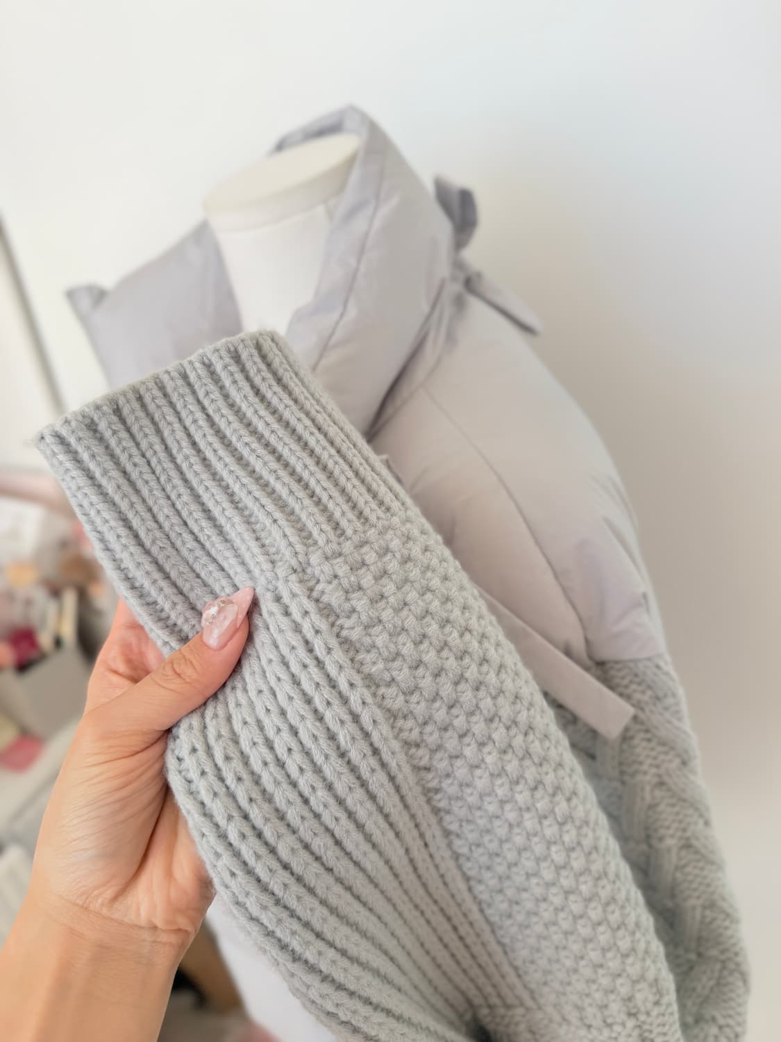 더티스 리본 덕다운 그레이 패딩 상품이미지6