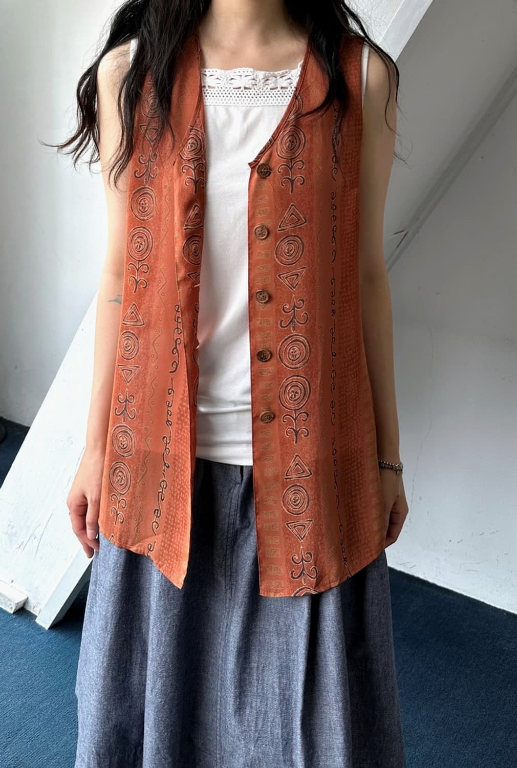 Design panel rayon sleeveless top 상품이미지9