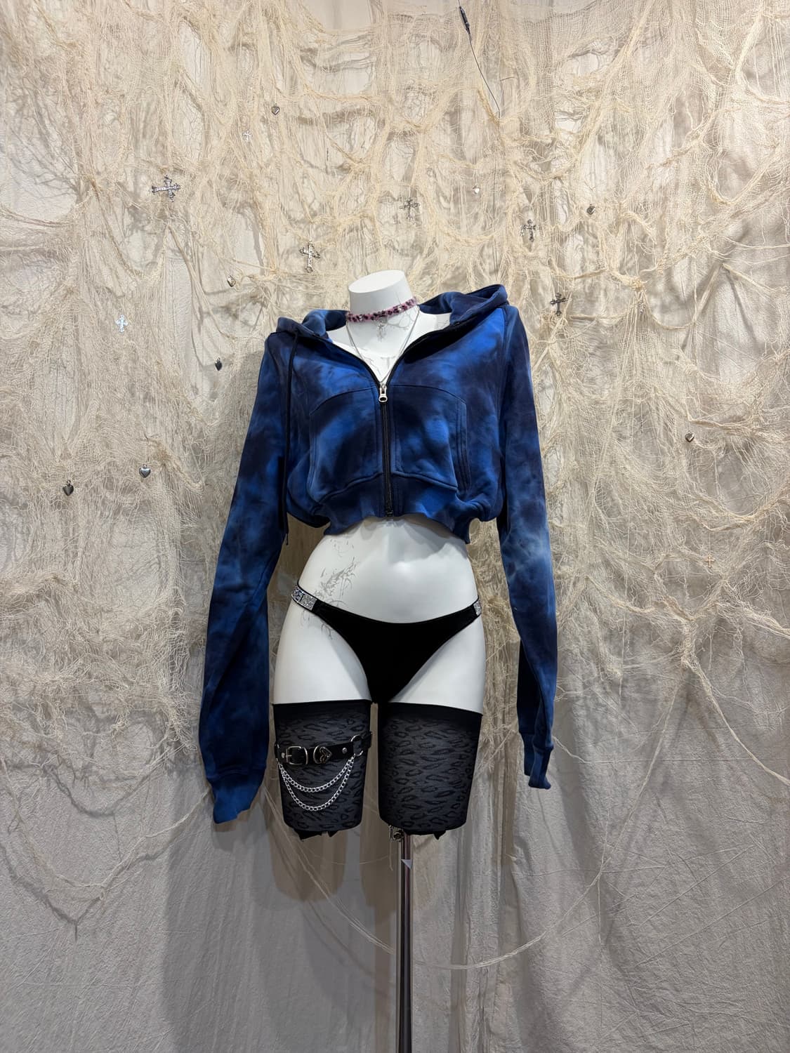 Japanese tie-dye crop hoodie zip-up 상품이미지3